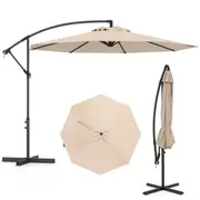 Costway 3M Patio Umbrella Anti-UV Outdoor Parasol Cantilever Sun Shelter Garden Patio Beach Umbrellas Beige