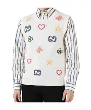 Sleeveless printed pullover White