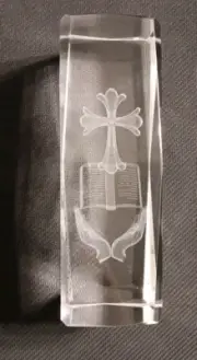Large 3D Laser Etched Cube Christian Symbols 6”