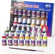 Basic Color Miniature Paints Set - 16 x 20ml Basic Colors Miniature Painting Kit, with 1 Fine Detail Paintbrush, Acrylic Model Paint Set for Miniature Painting (Basic Color)