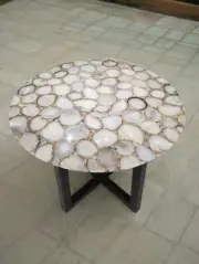 White Agate Stone Coffee Table Top, Agate Stone Center Living Room Furniture Top