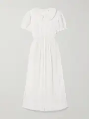 [DÔEN] DÔEN - Phoebe Lace-trimmed Pintucked Organic Cotton-voile Midi Shirt Dress - White - xx large xx large White