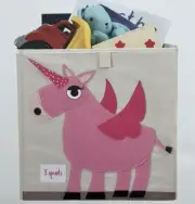 NEW 3 Sprouts Pink Unicorn Foldable Fabric Storage Cube Bin Box Kids