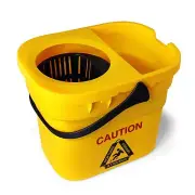 Collapsible Mop Bucket on Wheels for Industrial Mop Cleaning, Side Press Wrin...