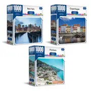 3x 1000pc Crown Copenhagen/New York/Positano 68.5cm Jigsaw Puzzles Toys 8y+ Kids