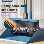 Folding Broom Dustpan Floor Brush Set Indoor Non-stick Hair Long Handle Broom