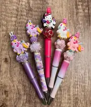 Handmade beaded pens! Hello Kitty &Unicorn & acrylic beads! Gifts,Journal, teen