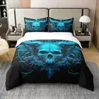 Size Sugar Skull Duvet Cover 100% Blue Sugar Skull Bedding Set for Kids