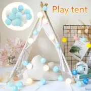 Teepee Tent Kids Cotton Canvas Play House Boys Girls Gift Indoor With Dec Balls