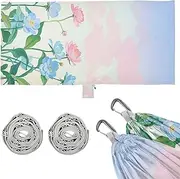 Blue Pink Flowers in Summer Camping Hammocks Cloth Hammock for Outside Beach Patio Garden