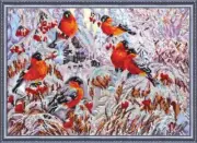 Bead embroidery kit Bullfinches needlework kit Art canvas beadwork pattern