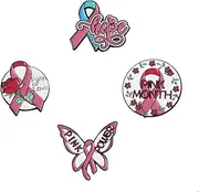 [Levviye] Set Pink Ribbon Breast Cancer Awareness Pin Badge Brooch Proud Pride Gift Decorations, standard, Alloy Steel