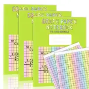 3 Pack 8.5×11 Colored Graph Paper Pad Math Notebook Graph Paper 1/2 Inch Squa...