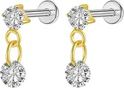 [BelezaDosas] G23 Hypoallergenic 20g Flat Back Studs Earrings F136 Implant Grade Titanium Press Fit Threadless Push in Cartilage Helix Labret Lobe Conch Tragus Piercing Jewelry