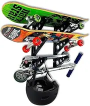 StoreYourBoard Skateboard and Longboard Storage Rack, Trifecta Wall Mount Display, Home and Garage Organizer