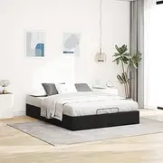 vidaxl Ottoman Bed Frame with Storage - Black Double Fabric Frame with Hydraulic Lift Base | no Box Spring Needed | 137x190 cm Mattress Compatible | Assembly Required