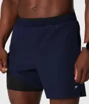 Fabletics Men's The 5" Fundamental Shorts II Lined Deep Navy Size Medium NWT
