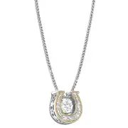Brilliant Motions Lucky Gal White Topaz Horseshoe Necklace