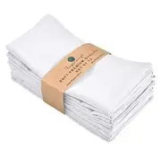Cloth Napkins, Cotton Linen Mitered Corner Soft 18" x 18" (Set of 12) White