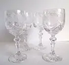 Barski Hand Cut Crystal Wine Glass, Made in Europe New, Labelled, 6.5", Set of 4
