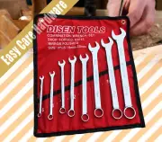 Combination Ring open Spanner Wrench Set Drop Forged 8 pc 6 8 10 12 17 19 22mm