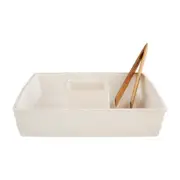 Mud Pie Farm Farmhouse Collection Basket Weave Texture Chip and Dip Serving Set