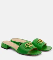[Valentino Garavani] Valentino Garavani VLogo Signature leather slides AU 8 green