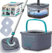 True Clean Spin Mop & Bucket System – Dual Compartment Design for Clean & Dirty
