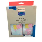 Hunter Peppa Pig Rose Metal Kids Large 1-3 Boot Socks