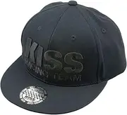 Kijima K81123B KISS Racing Team Motorcycle Parts Flat Cap, One Size Fits Most, Black/Black