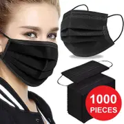 1000pcs Black Disposable 3PLY Face Mask with Comfortable Ear Loops