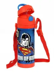 Stainless Steel Super Man Sipper Water Bottle Leak Proof For School Child 600ml