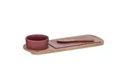 3pc Davis & Waddell Taste Serving Bamboo Bowl Spreader Board Dip Cheese Maroon
