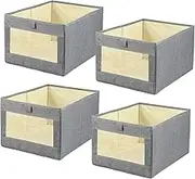 ZLHETWT 4Pcs Wardrobe Clothes Organizer, Stackable Closet Storage Bin with Clear Window Large Capacity Closet Storage Boxes for Organizing Jeans Pants Shirts Sweaters