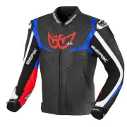 Wild Chase Black White Red Blue Leather Motorcycle Jacket