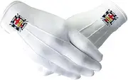 [Imasoner] Knights Templar Masonic Gloves White Polyester For Freemasons