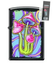 Zippo 82252 trippy mushrooms alice in wonderland Lighter + FLINT PACK