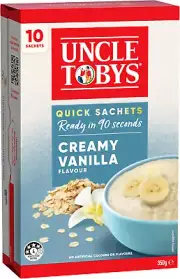 UNCLE TOBYS Oats Quick Sachets Creamy Vanilla, 10 Sachets