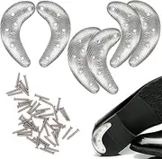 Metal Heel Plates 3 Double Half Moon Heel Sole Heel Guard Repair Pads with Screw Nails Sole Repair Kit for Shoes and Boot, Silver