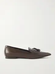 [Brunello Cucinelli] Brunello Cucinelli - Bead-embellished Tassled Leather Loafers - Merlot - IT40 IT 40 Burgundy