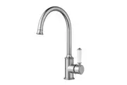 Clasico Gooseneck Sink Mixer Ceramic Handle in Brushed Nickel