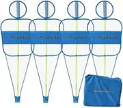 Alpha Gear Defensive Mesh Bodies Convert Agility Poles into Defensive Mannequins, Lightweight Portable Training Defender, Flexible Wire Design, 4 Bodies in Carry Bag - Blue - 4 Pack