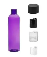 4 oz PURPLE Bullet Plastic Bottle -PET- 12 bottles & WHITE DISC Lids - free ship