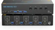 KVM Switch 3 Monitors 4 Computers 4K@60Hz, 2 Hdmi+Displayport KVM Switch Triple