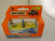1998 MATCHBOX SUPERFAST #36 WAVE BUGGY SPEED BOAT WITH WATER SKIER NEW IN BOX