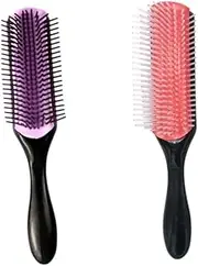 Acrylic 2 Pieces Hair Brush, 9 Row Cushion Brush Hair Styling Brush for Women,Styling Detangling Shaping Smoothing Blow-Drying Separating, for Blow-Drying and Styling, Defining Curls For Curly Hair