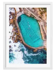 [Profile Australia] Australian Made Bronte Ocean Pool 1 Art Print A2 in White Frame