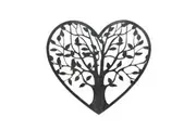 Willow & Silk Laser-Cut 45cm Black Tree of Life Heart w/Birds Metal Wall Art