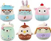 Squishmallows 2025 Easter B Squad Donkey, Bunny, Cow, Rooster, Lamb, and Bear 5" Stuffed Plush by Jazwares (Set of 6)