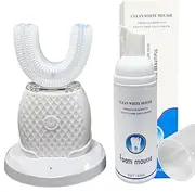 U-Shaped Automatic Ultrasonic Toothbrush, 360° Electric Toothbrush for Adults for Teeth Whitening, Rechargeable Ultrasonic Tooth Brush for Travel Home Dual-use (White, 1)